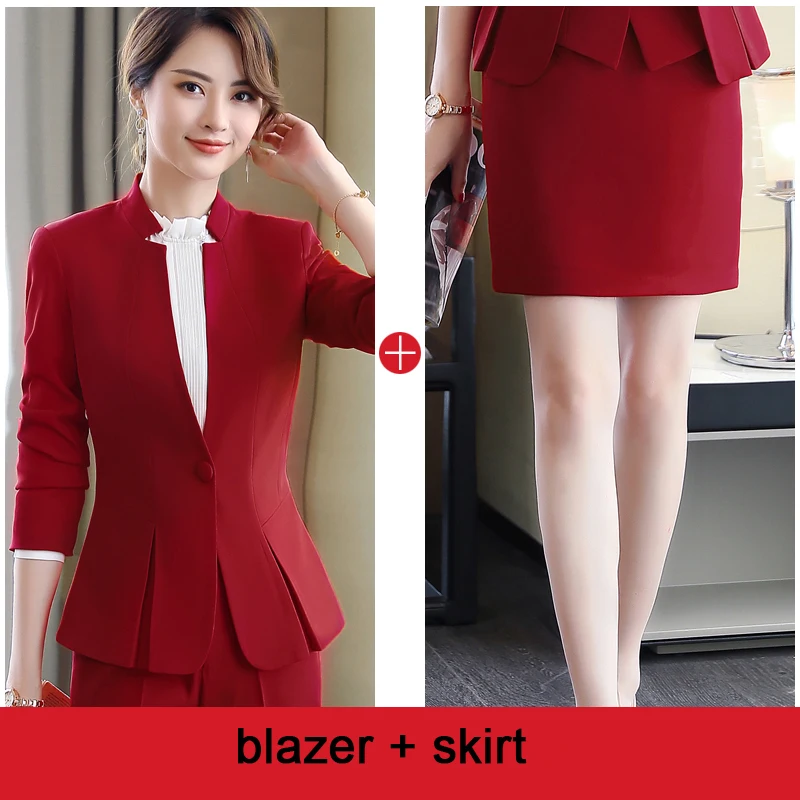 red skirt set Костюм Женский Мода темперамент отель салон красоты дивизион Комбинезоны Женский оснастки - Color: red skirt set