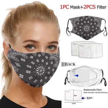 

1PC Unisex Protect Foggy Haze Anti-Spitting Protective Face Mask+2PCS Filter For Protection For Adults Scarf Flag Bandana#3