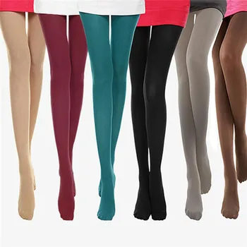 

Pair of lady pantyhose autumn burnish opaque tights tight candy color trample