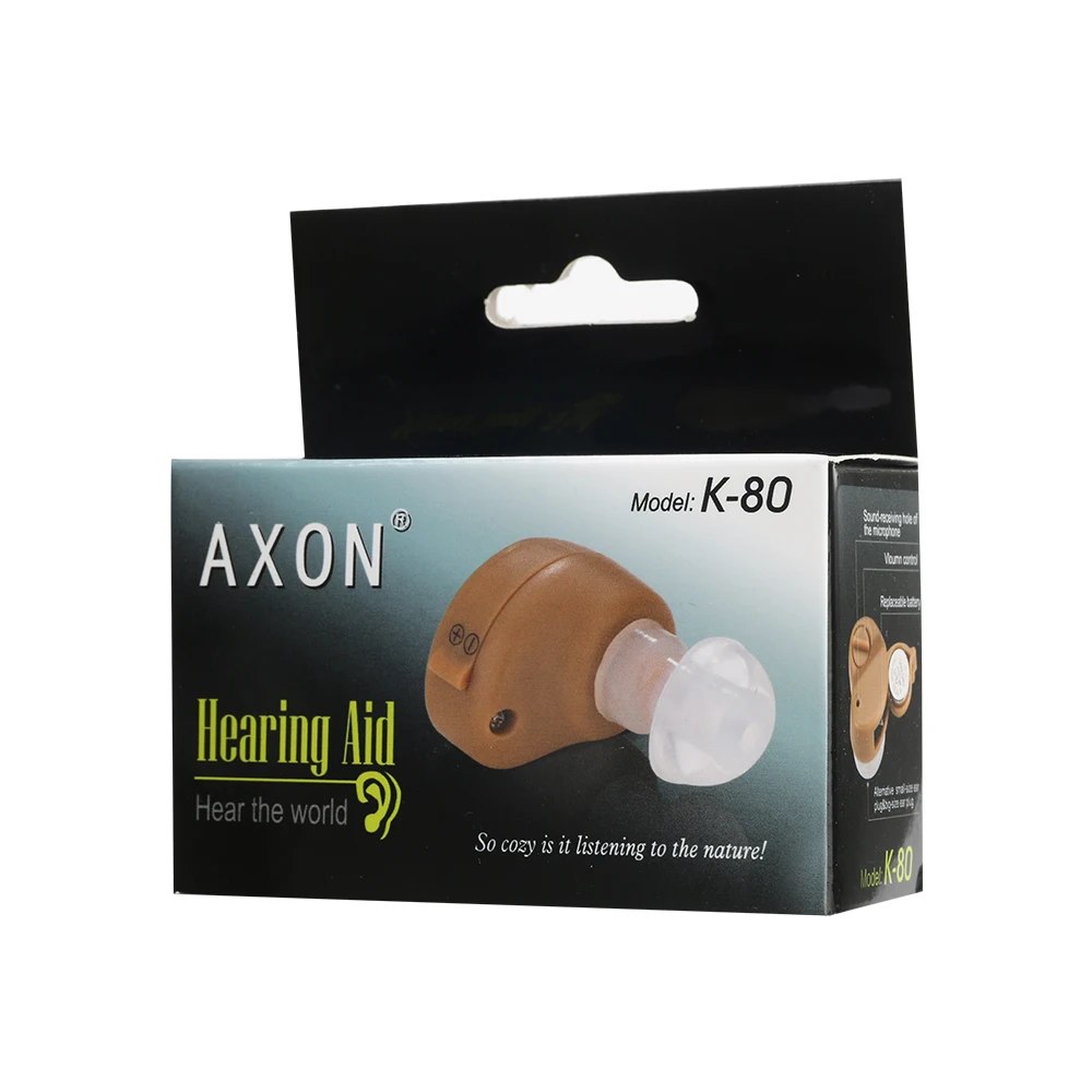 AXON K-80 Hearing Aid Rechargeable Mini Hearing Aids Sound Amplifier Invisible Hear Clear for the Elderly Deaf Ear Care Tools