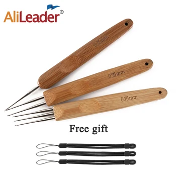 

Alileader One Double Triple Head Crochet Hooks High Quality Bamboo Handle Crochet Hooks For Making Fashion Braiding 0.5/0.75 mm