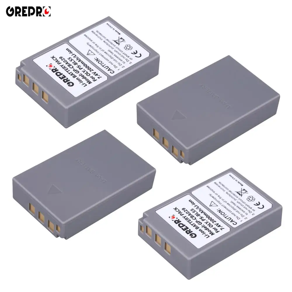 GREPRO 2000mAh PS-BLS5 BLS-5 BLS5 BLS50 сменный литий-ионный аккумулятор для Olympus PEN E-PM2, E-M10, E-M10 II, E-PL2, E-PL5, E-PL6, E-PL7 - Цвет: 4 battery