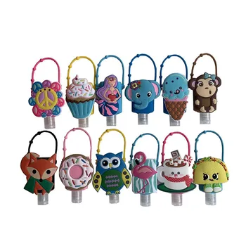 

1pc 30ml Cartoon Mixed Silicone Bath Baby Shower Hand Sanitizer Bottle Travel Soap Holder Hangable Liquid Dispenser Containers