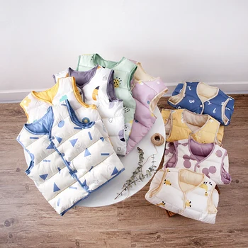 

Autumn Winter Girls Vest Jacket Children Outerwear Coats for Boys Vest Down Sleeveless Waistcoat Dots Kids Thick Jacket Coat