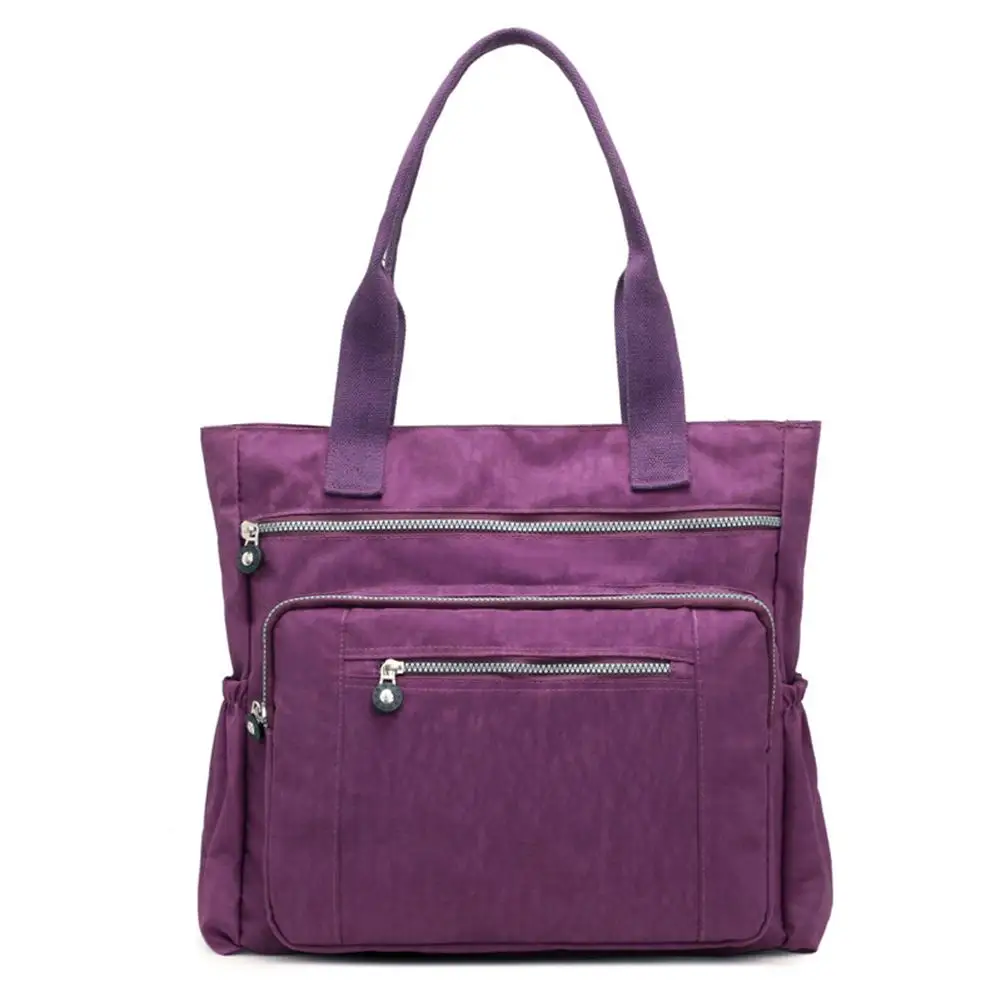 

Multi-function Casual Women Solid Color Zip Handbag Nylon Shoulder Storage Bag