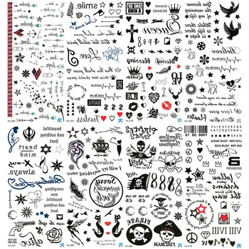 

5PCS / Set Cat Body Tattoo Heart Tatoo Temporaire Femme Wing Waterproof Temporary Tattoos Halloween Women Moon Rose