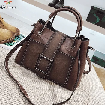 

DORANMI Vintage Women's Handbag Bags 2019 Large Capacity Female Top-handle Handbags PU Leather Shoulder Bag Crossbody Bags BG386