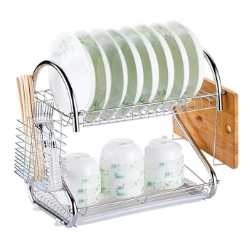 

Dish Rack 2 Tier Dish Drainer Draining Board Draining Rack Cup Bowl Holder Chopsticks Rack Cutting Board Holder