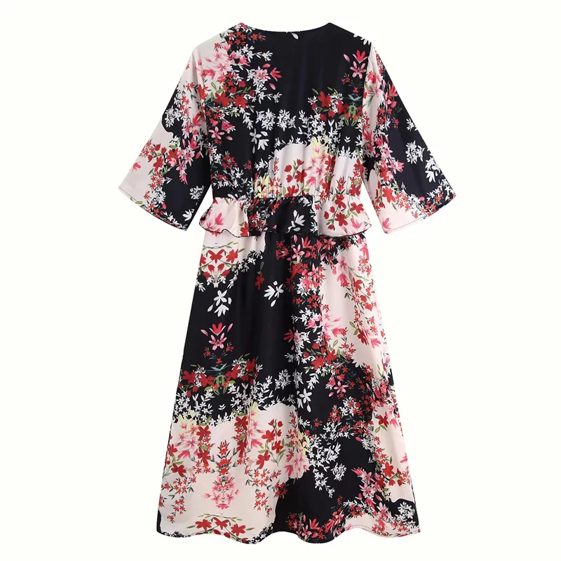 COZARII, летнее женское платье, vestidos, повседневный стиль, принт, оборки, v-образный вырез, половина рукава, vestidos de fiesta, платье для вечеринки, топы размера плюс