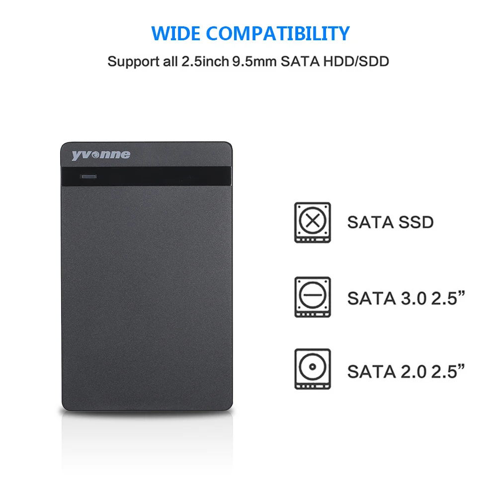 Внешний жесткий диск yvonne, 2,5 дюйма, SATA-USB, без инструментов, 2,5 дюйма, SATA SSD/HDD, USB 3,0, внешний интерфейс, 5 Гбит/с