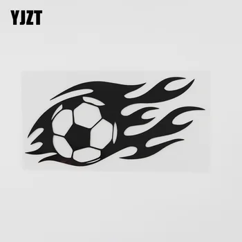 

YJZT 15.2CMX7.4CM Flaming Soccer Ball Sports Decal Vinyl Car Sticker Black/Silver 8A-0878