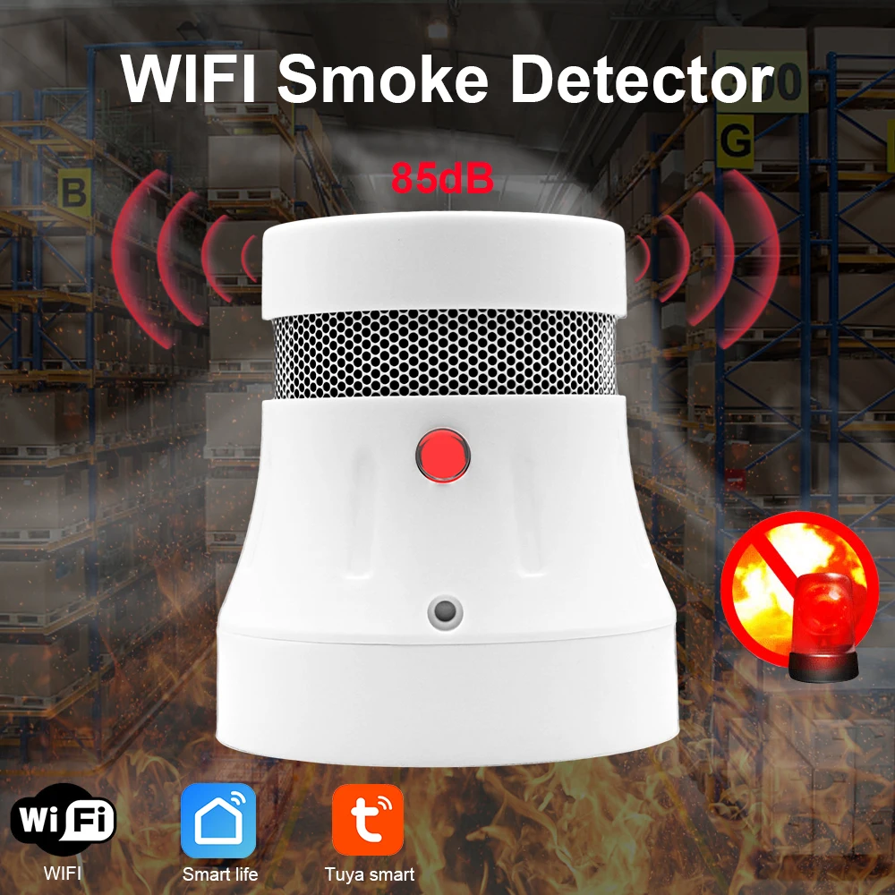 CPVan-Detector de humo WiFi con batería de 3 años, alarma de humo EN14604, certificado CE, incluye batería