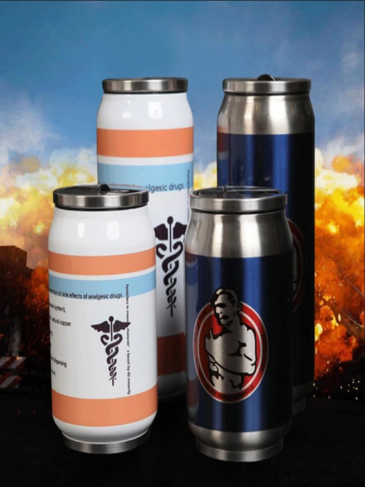  Game PUBG Playerunknown's Battlegrounds Cosplay Props Painkiller Anodyne Energy Drink Stainless Ste