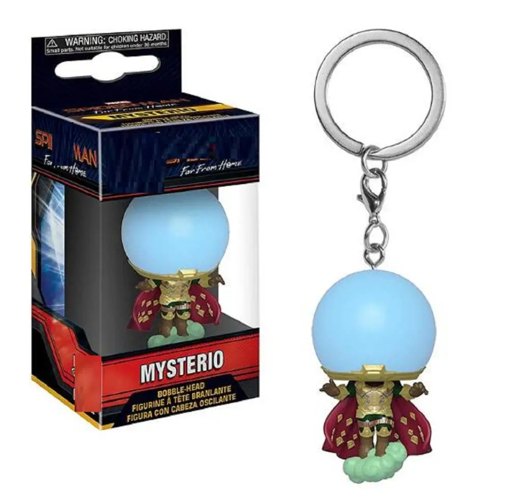 

Anime SpiderMan Mysterio Action Figure keyring toy Spider-Man Far From Home Keychain pendant Toys fans kids birthday gifts 2019