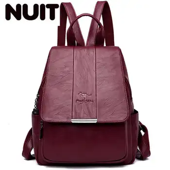 

Woman High capacity travel Backpack Lady leather Backpack Fashion Female student Bag Sac a Dos School waterproof Shoulder Bags