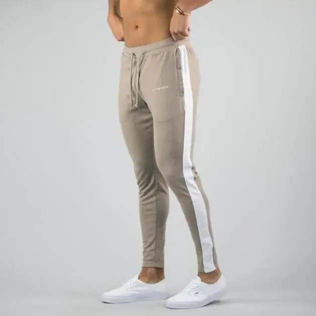 Новые осенние модные тонкие мужские штаны, повседневные спортивные штаны для бега, фитнеса, бодибилдинга, спортивные штаны - Цвет: Khaki