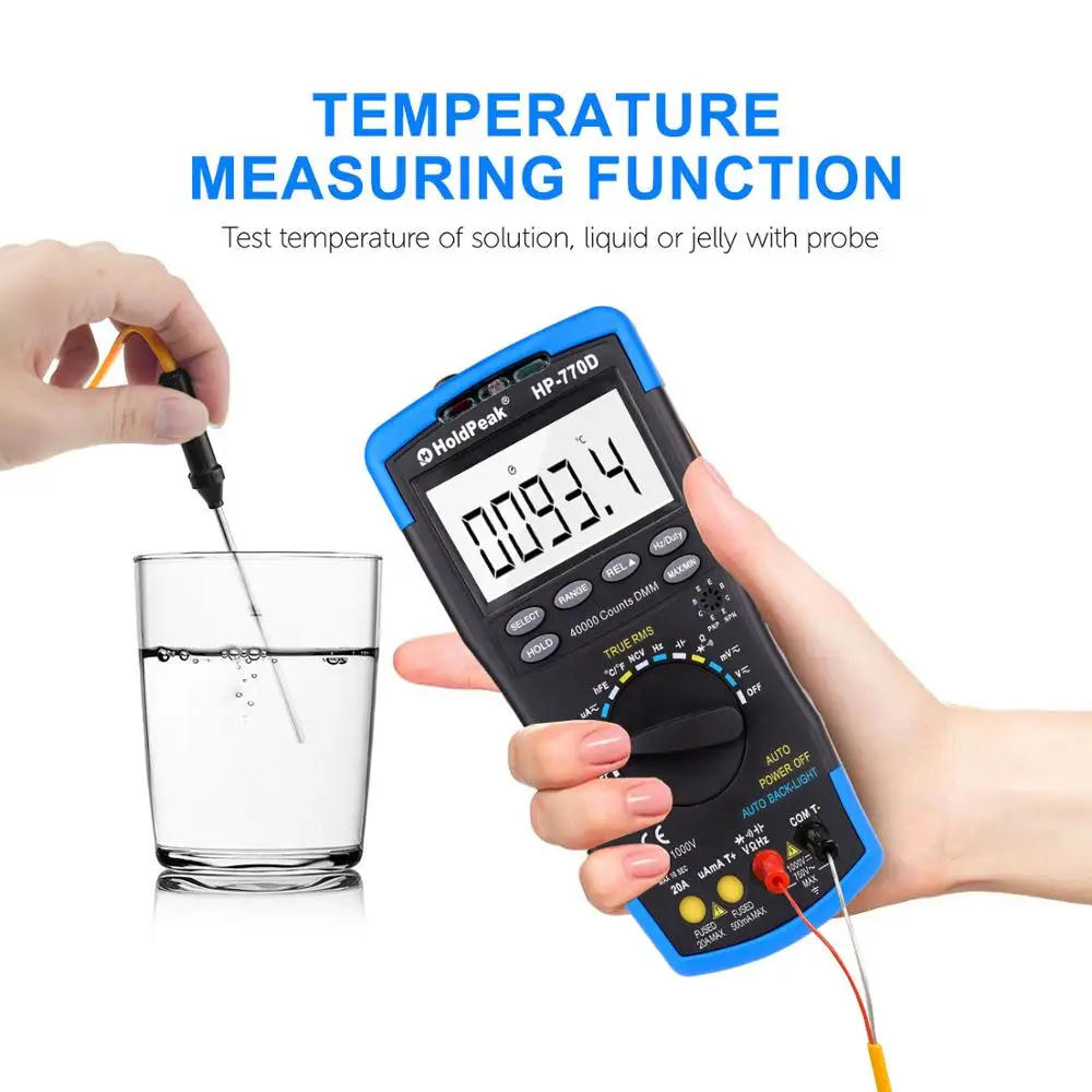 HoldPeak HP-770D True RMS Digital Multimeter Auto Range 40000 Counts Measure Ohm Volt Amp Capacitor Tester digital multimeter