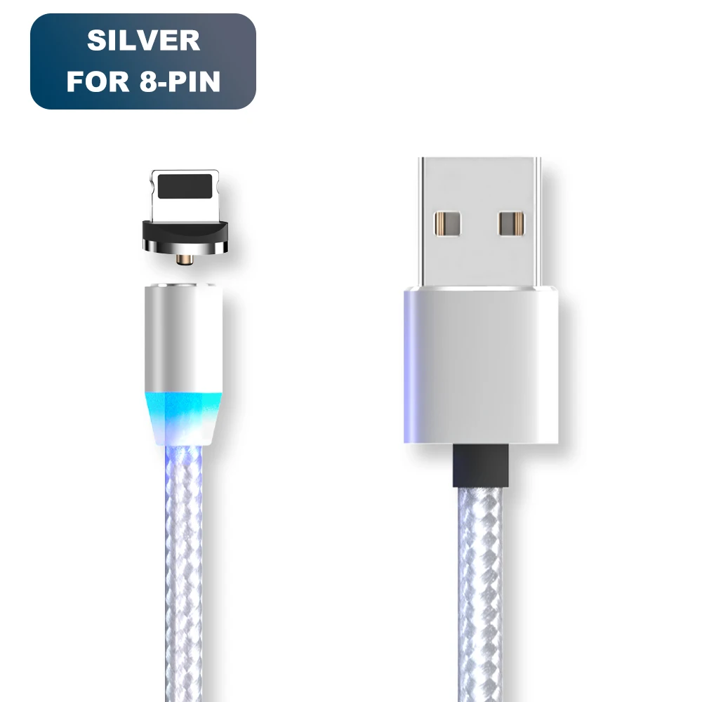 Vanniso 1 м 2 м Магнитный USB кабель для iPhone X samsung xiaomi магнитное зарядное устройство Micro usb type C мобильный телефон Быстрая зарядка USB шнур - Цвет: Silver for  iphone
