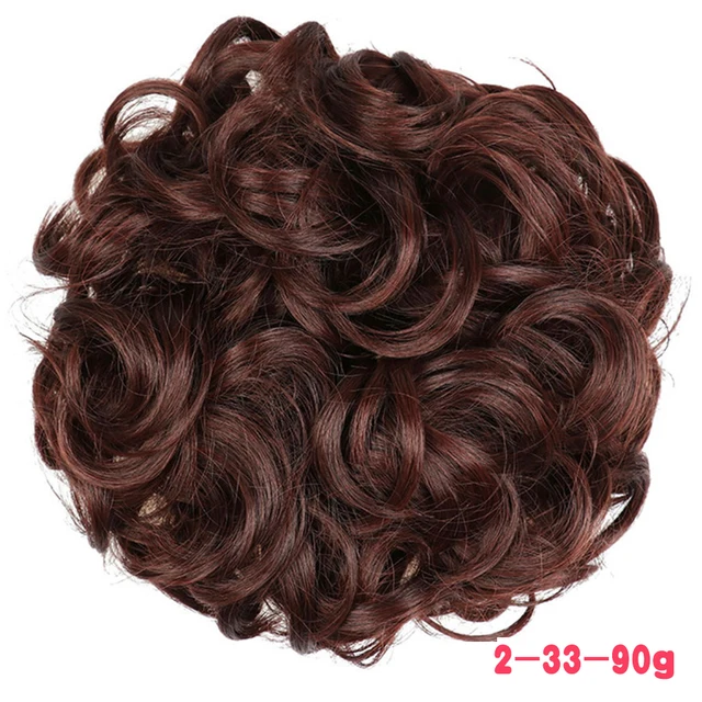MERISIHAIR Synthetic Girls Curly Scrunchie Chignon With Rubber Band Brown Gray Hair Ring Wrap On Messy Bun Ponytails 90g-2-33