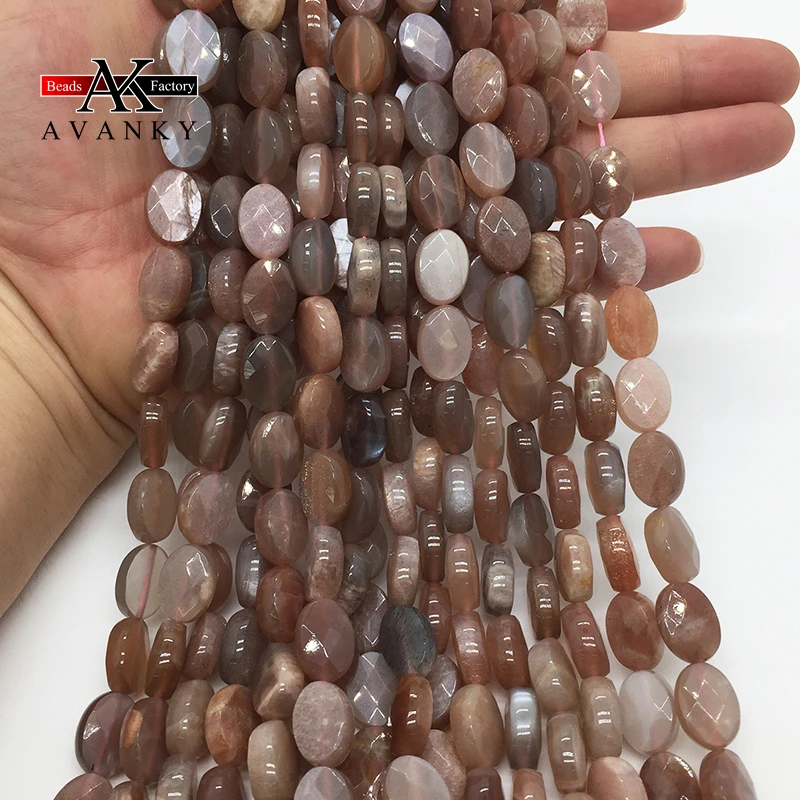 8x12mm Natural GemStone Orange Moonstone Faceted Oval Spacer Beads For Jewelry Making Diy Bracelets Necklace Accessories 15