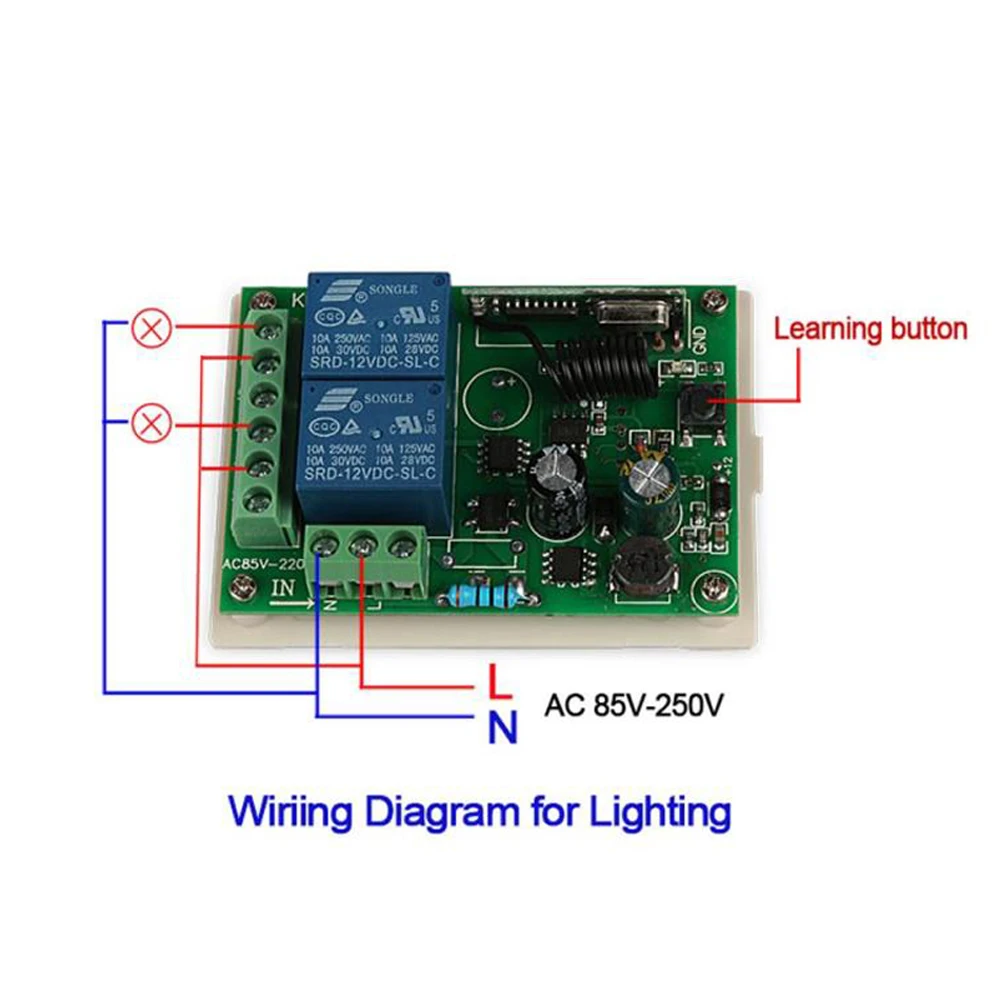 Rubrum 433 МГц AC 250 в 110 В 220 В 2CH РЧ релейный модуль приемника Универсальный беспроводной пульт дистанционного управления для 433 МГц пульт дистанционного управления