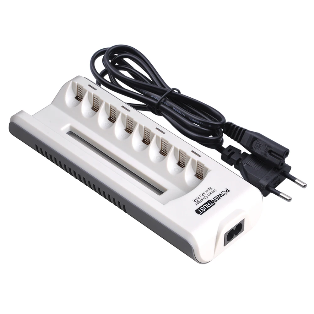 

PowerTrust Intelligent 8 Slots AA AAA Battery Charger with LED Display for aa aaa Ni-MH Ni-Cd Rechargeable Batteries