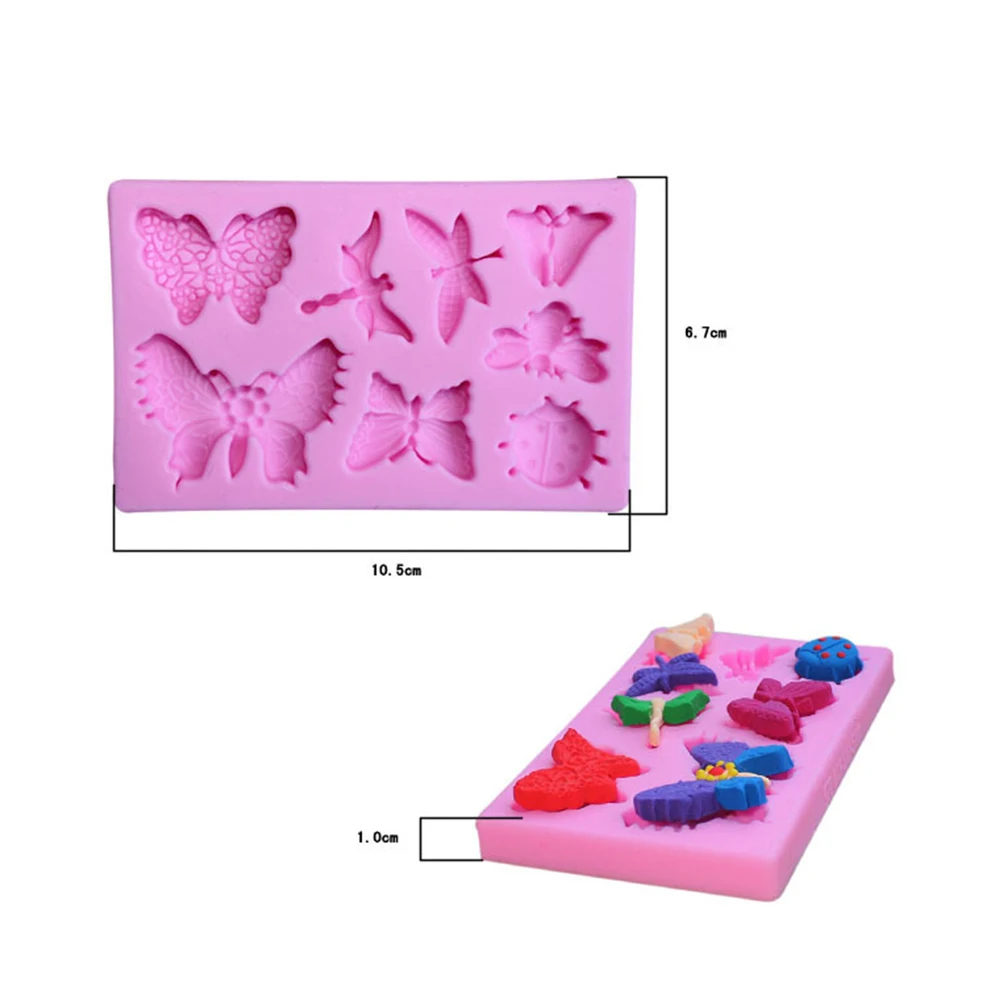 2 шт. формы для насекомых антипригарный силиконовый Конфеты формы для шоколада DIY мыло Плесень для домашней кухни (розовый)