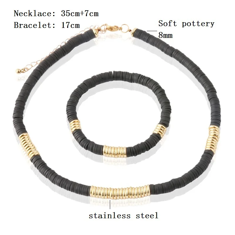 35cm Necklace Soft Pottery Bracelets For Women Stainless Steel Bracelet Beach Jewelry