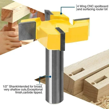 

CNC Spoilboard Surfacing Router Bit 1/2 Inch Shank Durable Carbide Tipped Tool For woods Particle Board Woodwork Cutting Tools