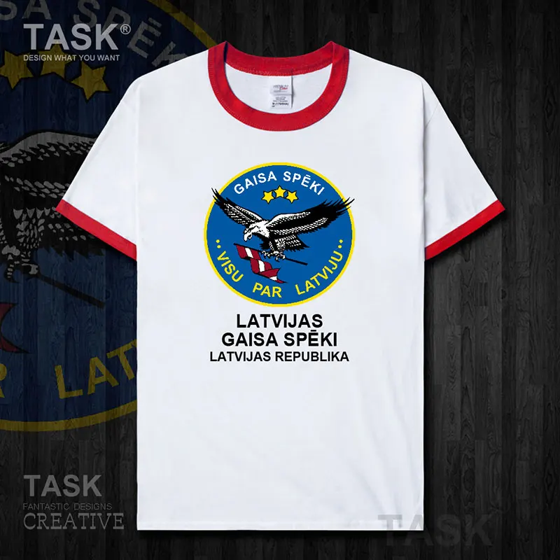001-RedWhite-03 ВВС Латвийская LVA LV Латвийская Мужская футболка с коротким рукавом Новые Топы страна хлопок армейская Тактическая Военная 01 - Цвет: 001-RedWhite-03