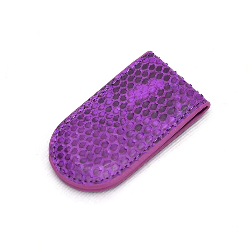 purple Роскошный высококачественный зажим для денег из натуральной кожи питона - Цвет: purple