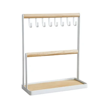 

Desktop Jewelry Rack Display Stand Ring Organizer Show Holder Necklace Earring Storage Shelf Home Bedroom With Base Iron