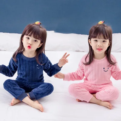 

Explosion models winter ne flannel pajamas two-piece children baby comfortable children's clothing warm home sleep clothes