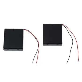 

2 Pcs 4 x AA 6V Battery Holder Case Box Wired ON/OFF Switch w Cover