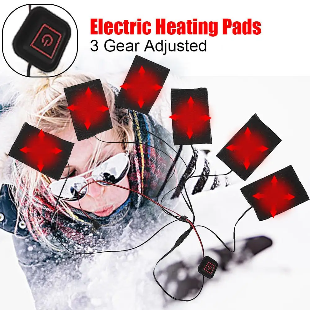 

1 Set USB Electric Heated Jacket Heating Pad Outdoor Themal Warm Winter Heating Vest Pads For DIY Heated Clothing 6 sheet ED