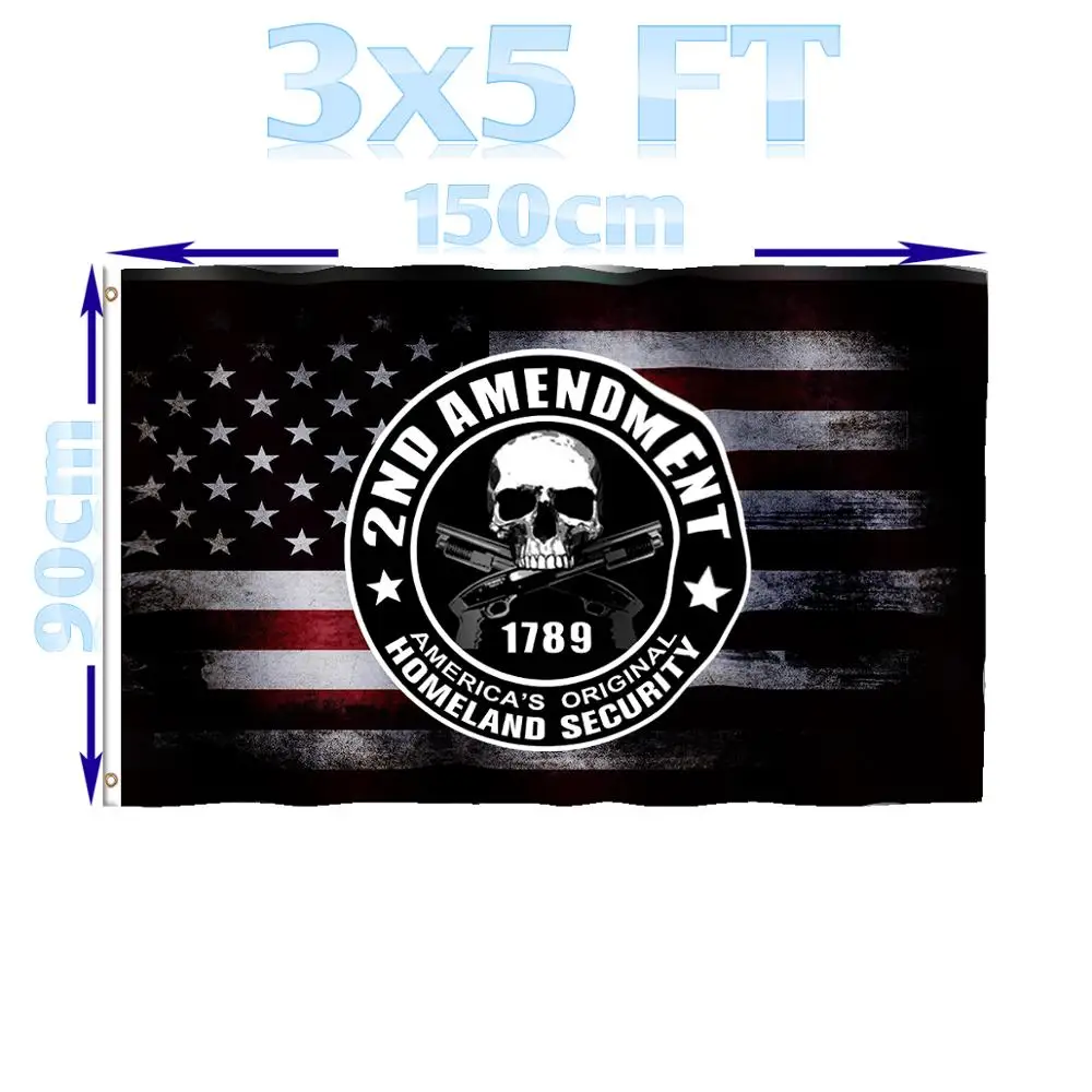 BENFACTORY Store 3x5 Ft Single Layer 100D Polyester Brass Grommets 1789 2nd Amendment Homeland Security Flag | Дом и сад
