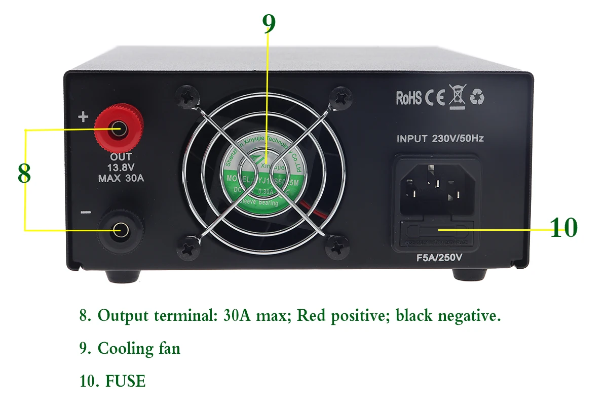 QJE PS30SWI DC Регулируемый источник питания 13,8 V фиксированный выход предназначен для коммуникационного оборудования 30A
