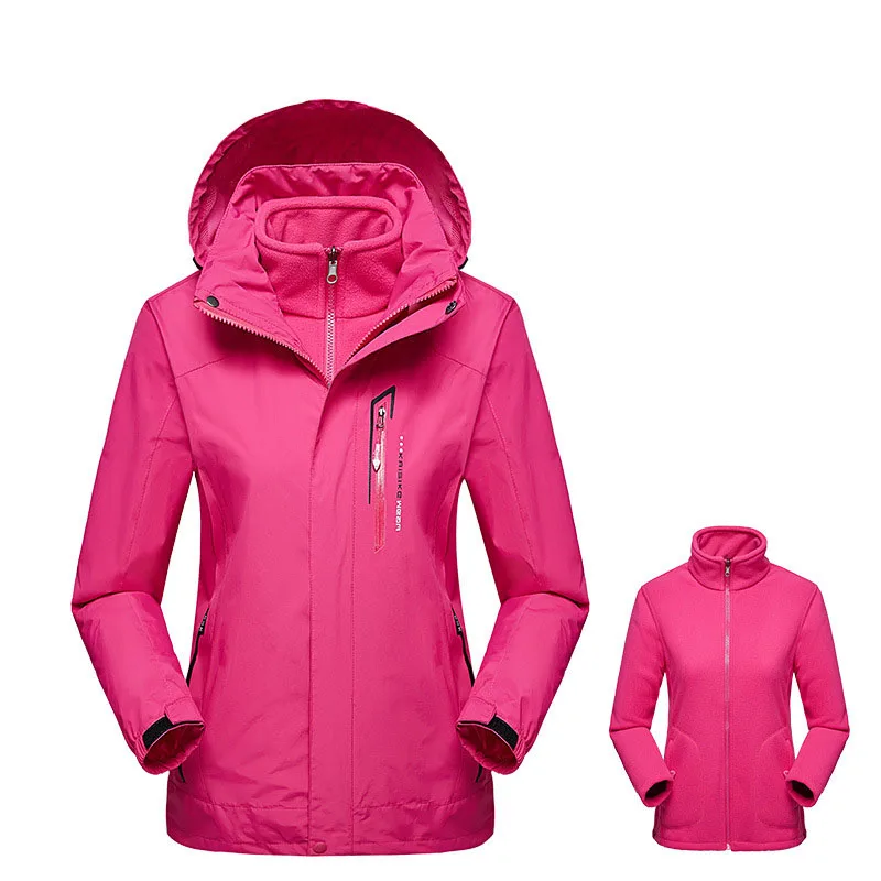 Новинка, женские лыжные куртки, водонепроницаемые, ветрозащитные, утолщенные, теплые, флисовые, зимняя куртка для женщин, уличные, для катания на лыжах, сноуборде, куртки - Цвет: Розовый