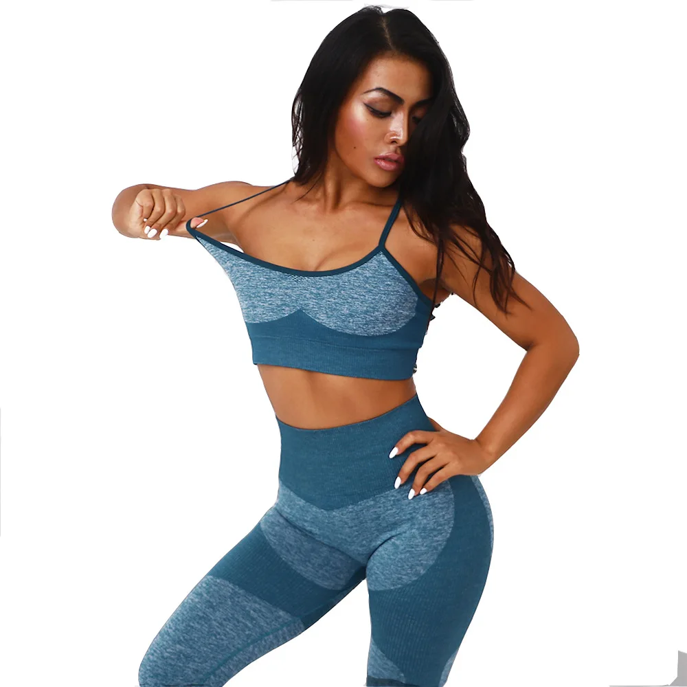 Seamless Yoga Clothing Set Women Bra Leggings Suit Tights Pants Running Sport High Waist Leggins Gym Fitness Training Sportswear