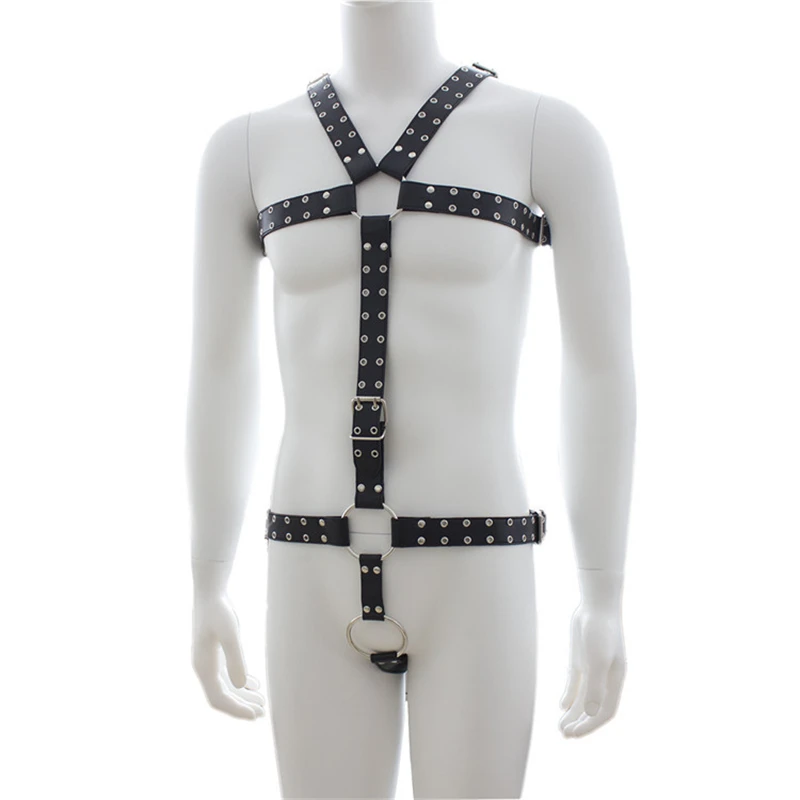 Sexy Gay Full Body Cockstraps Harness Belts Male Leather Lingerie BDSM Chest Harness Men Fetish Gay Bondage Clothes for Sex Game