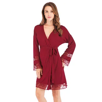 

2020 New Arrivals for Autumn and Winter Women Night Robe Loose Long Sleeve Lace Women's Pajamas Robe