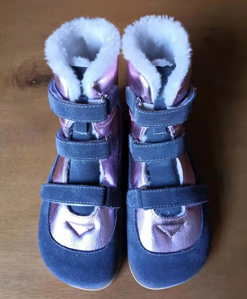 TipsieToes Top Brand Barefoot Genuine Leather Baby Toddler Girl Boy Kids Shoes For Fashion Winter ZigZig Sole Boots