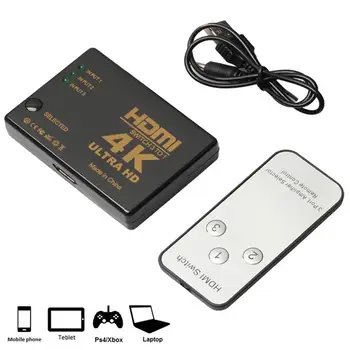 

4x2K 3 In 1 Out HDMI Switcher Selector 3x1 Splitter Box with Remote Control
