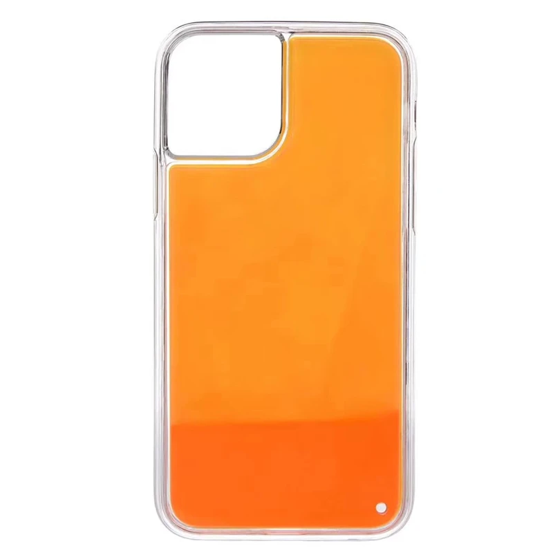 Light Orange Светящийся чехол с неоновым песком для Iphone 11 Pro 11 Pro Max 11 6 7 8 plus X XR XS Max чехол блестящая Жидкостная динамика зыбучий песок чехол для телефона - Цвет: Light Orange