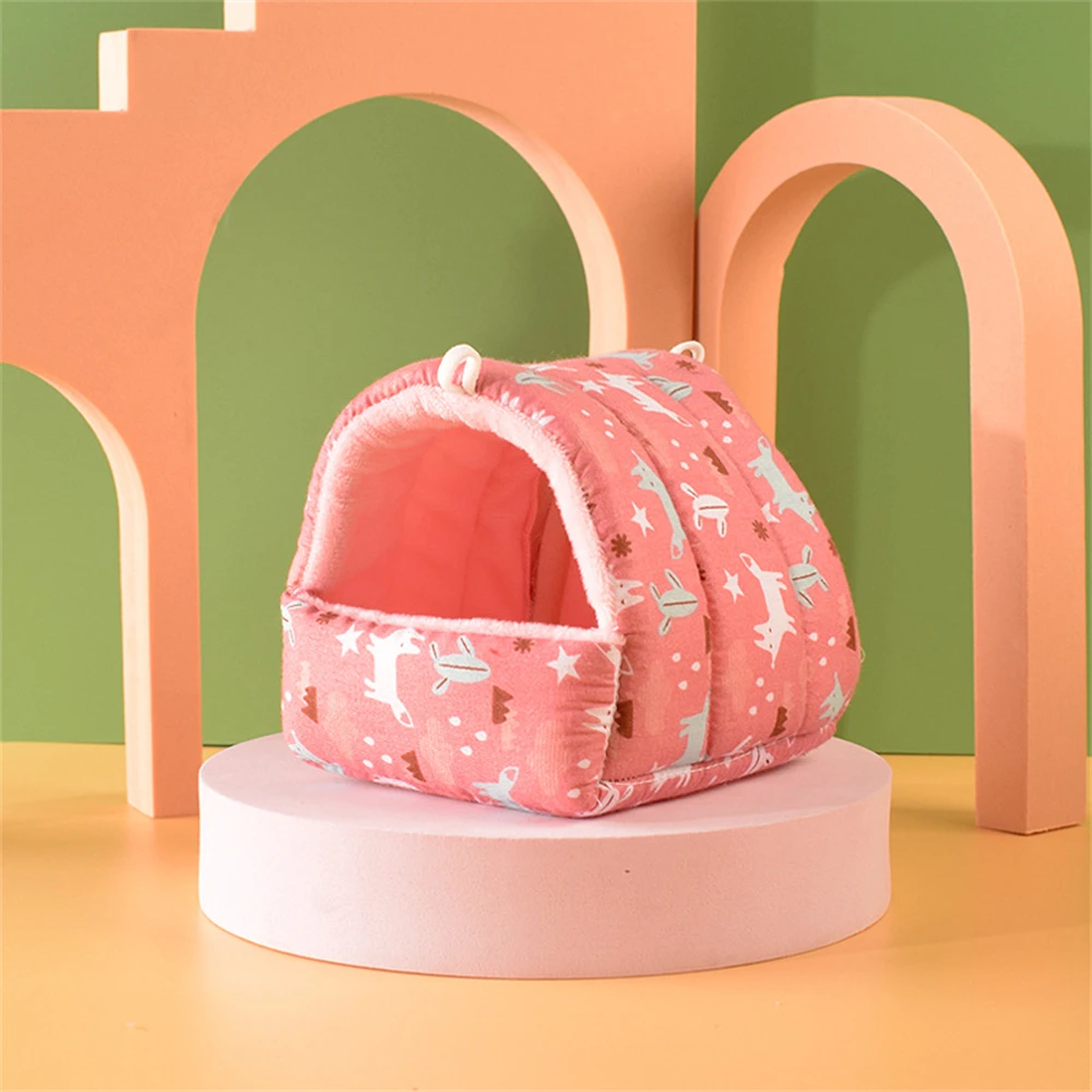 Small Animal Sleeping Bed Pet Hamster Nest Plush Warm Comfortable Winter Parrot Hammock Cave Cage Hut Tent Pet Supplies Bird Cage Parrot Accessories