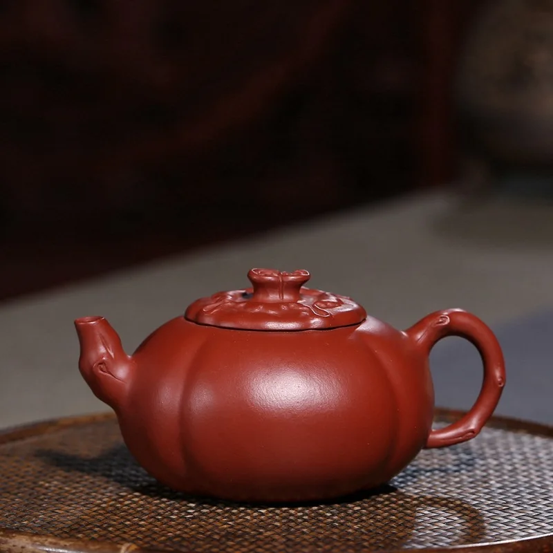 Yixing Famous Full Manual Dark-red Enameled Pottery Teapot Raw Ore Bright Red Robes And Persimmon Competitive Products Flower | Дом и сад