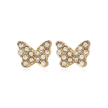 

Aesthetic Delicate Butterfly Bling Starry Blue Golden Crystal Alloy Stud Earrings For Women Jewelry Accessories