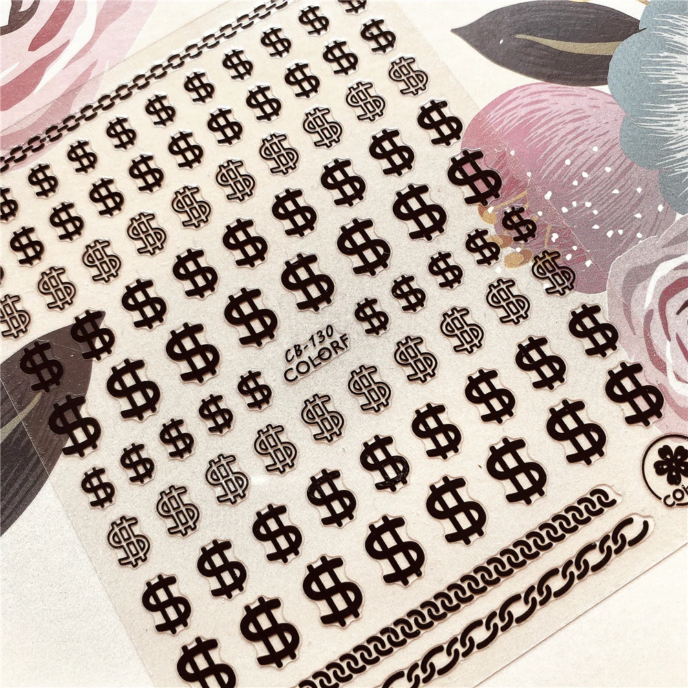 CB-130 Money Dollar 3D Back glue Nail decal sticker decoration art tool ornament | Красота и здоровье