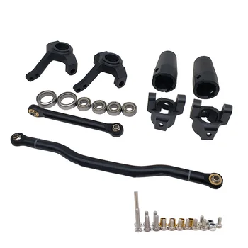 

RC 1/10 CAR Axial SCX10 Upgraded Accessories METAL Front Knuckle + Steering Link Rod + C Hub Carrier + Rear Axle Lock Out,Black