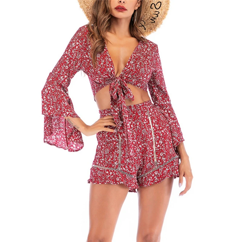 Женская шифоновая пляжная одежда с цветочным принтом кардиган узлом и